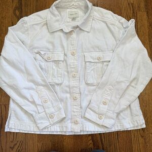 American Eagle White Button Down Shirt Jacket Size Medium